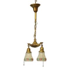 Lanterne de salon française en verre et laiton datant d'environ 1920