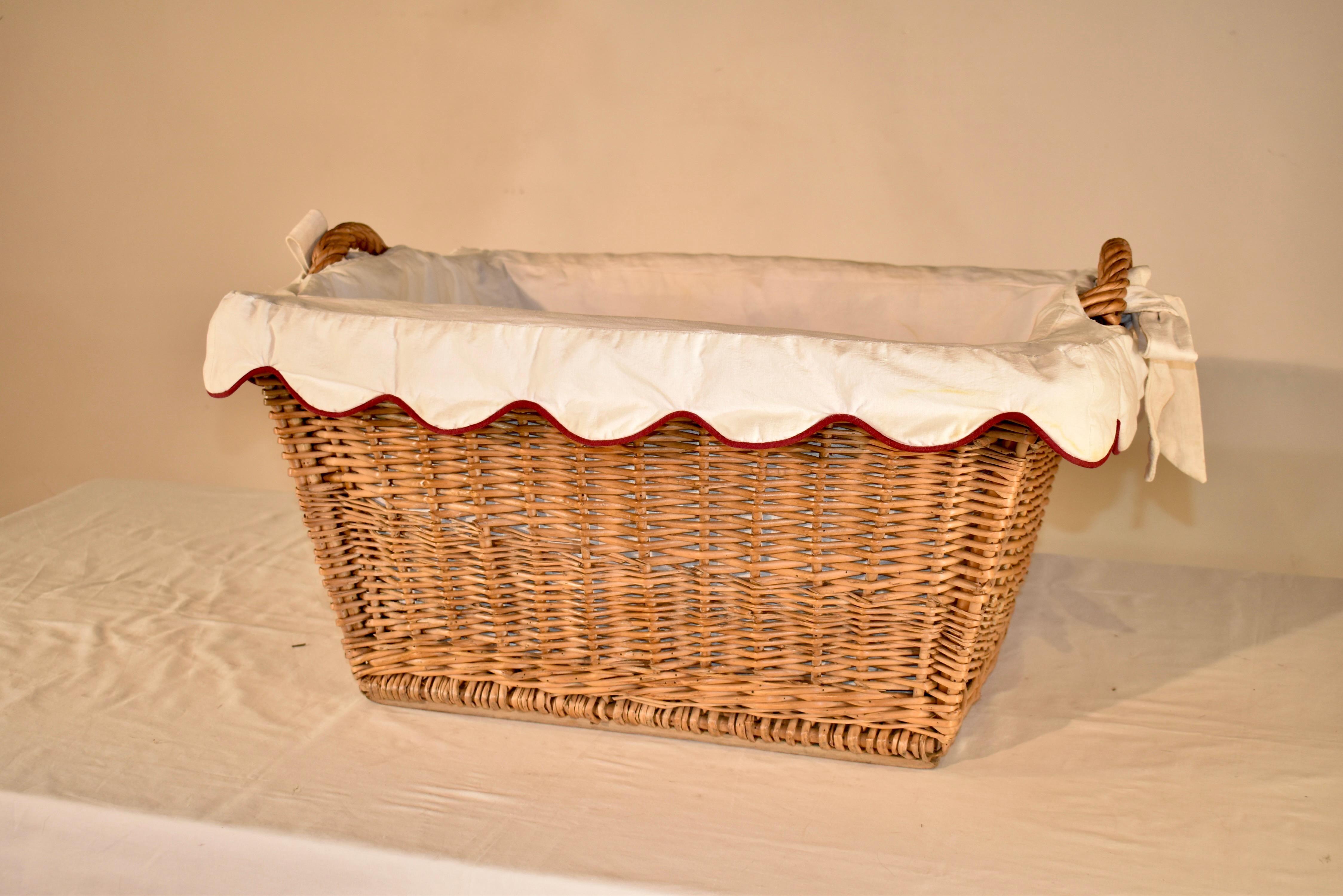 Linen Circa 1920 French Laundry Basket For Sale