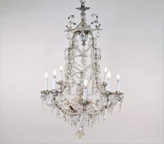 Circa 1920, French Louis XV Style Beaded Crystal Chandelier