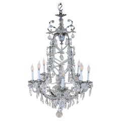Circa 1920, French Louis XV Style Beaded Crystal Chandelier