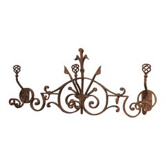 Antique Circa 1920 French Wrought Iron Coat and Hat Holder