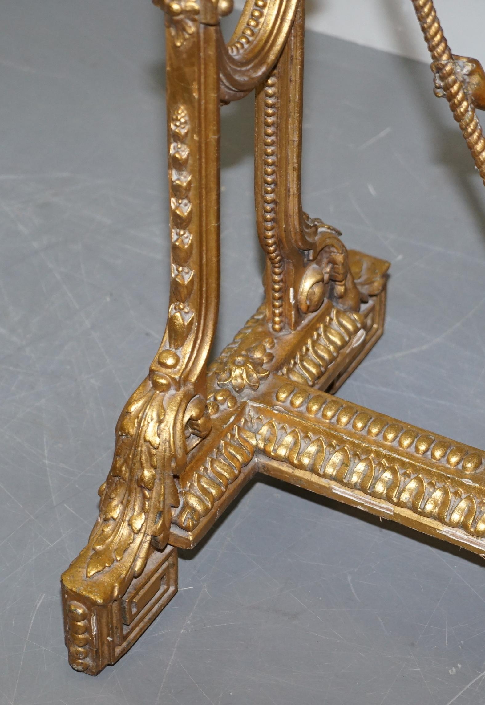Gold Giltwood Occasional Table with Mirror Top and Cherub Putti Swing circa 1920 For Sale 2