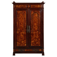 Circa 1920 Mahogany Wood Painted Art Nouveau Armoire