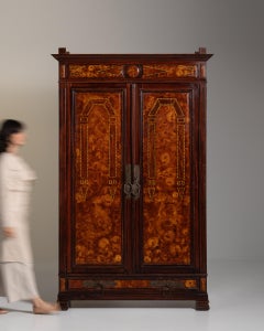 Circa 1920 Mahogany Wood Painted Art Nouveau Armoire