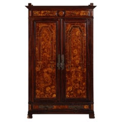 Circa 1920 Mahogany Wood Painted Art Nouveau Armoire
