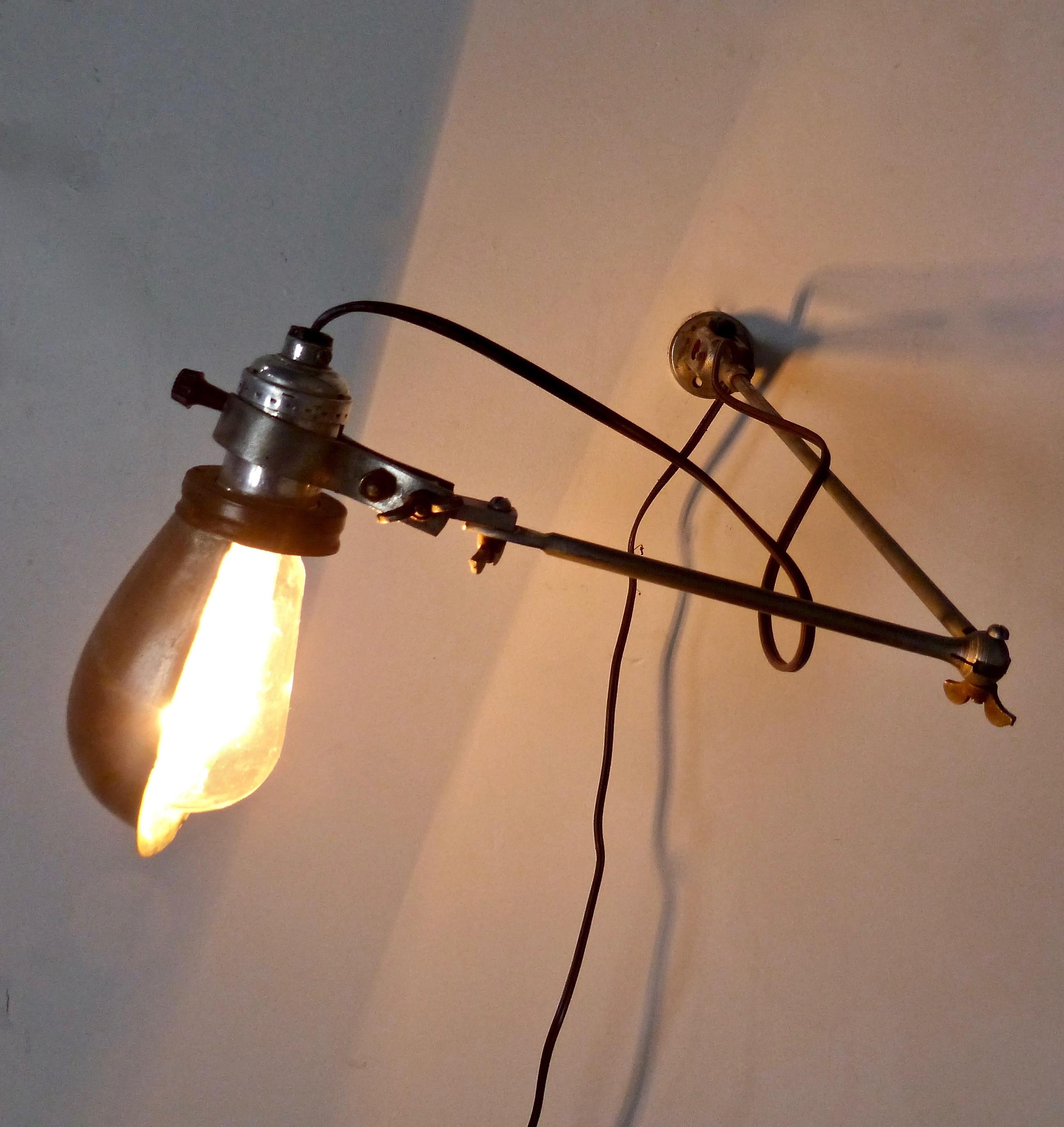 American circa 1920 Metal Articulating Wall Sconce