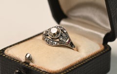 Circa 1920 Old European Cut Champagne Diamond (Approx 0.50) Ring Yellow Gold