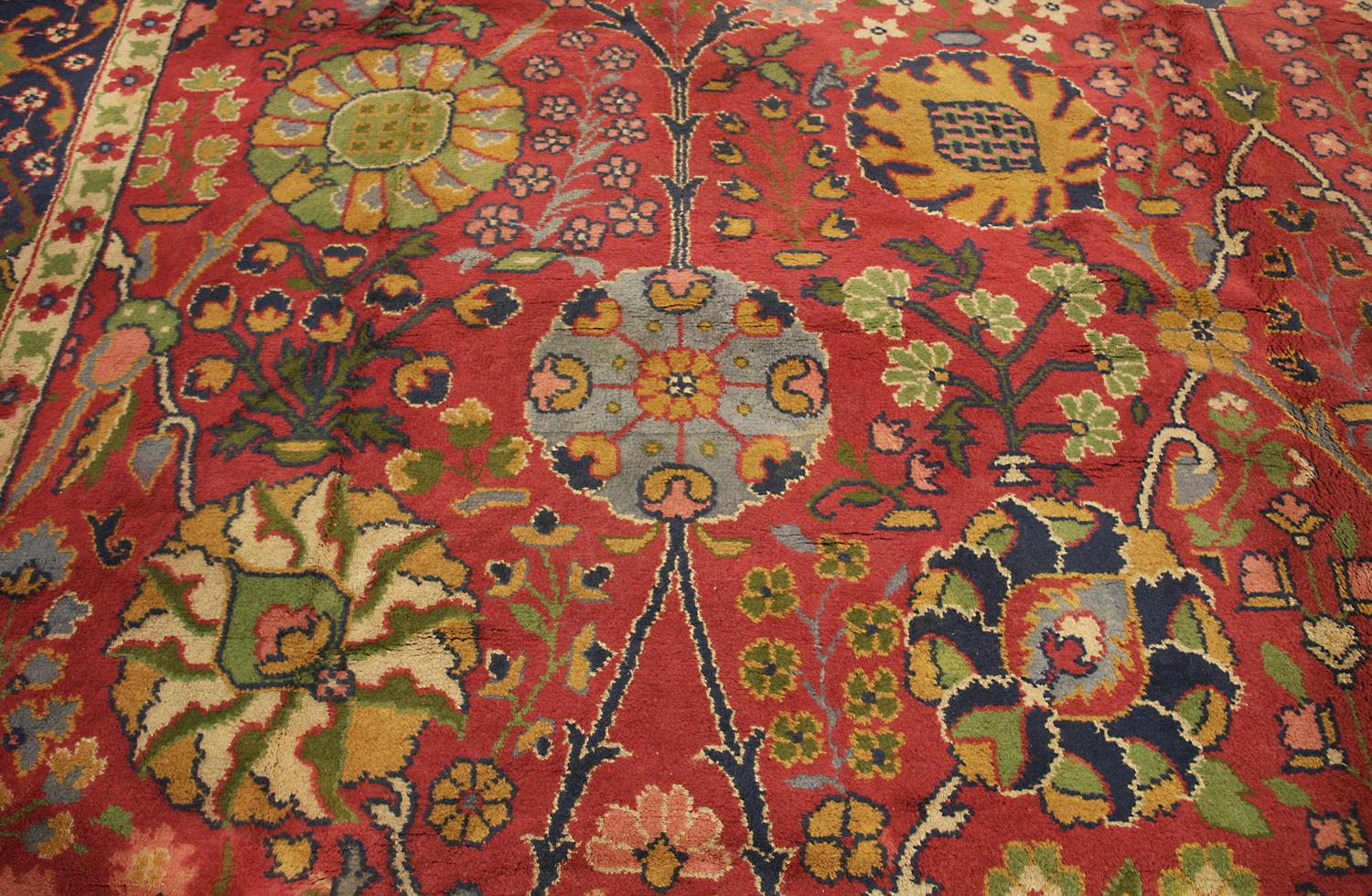 Circa 1920 Oversized Antique English Wool Donegal Carpet, Red Field For Sale 3