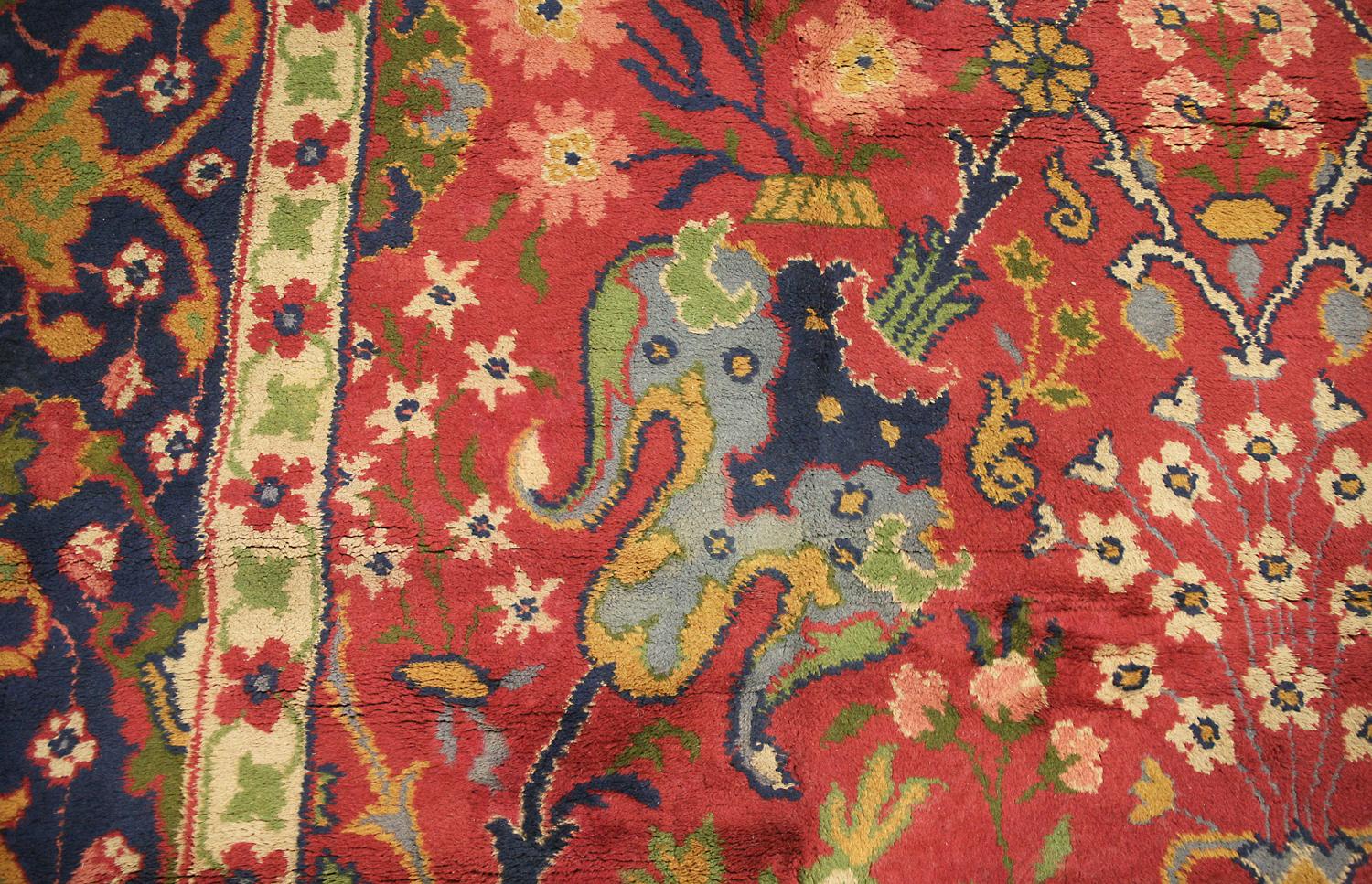 Other Circa 1920 Oversized Antique English Wool Donegal Carpet, Red Field For Sale