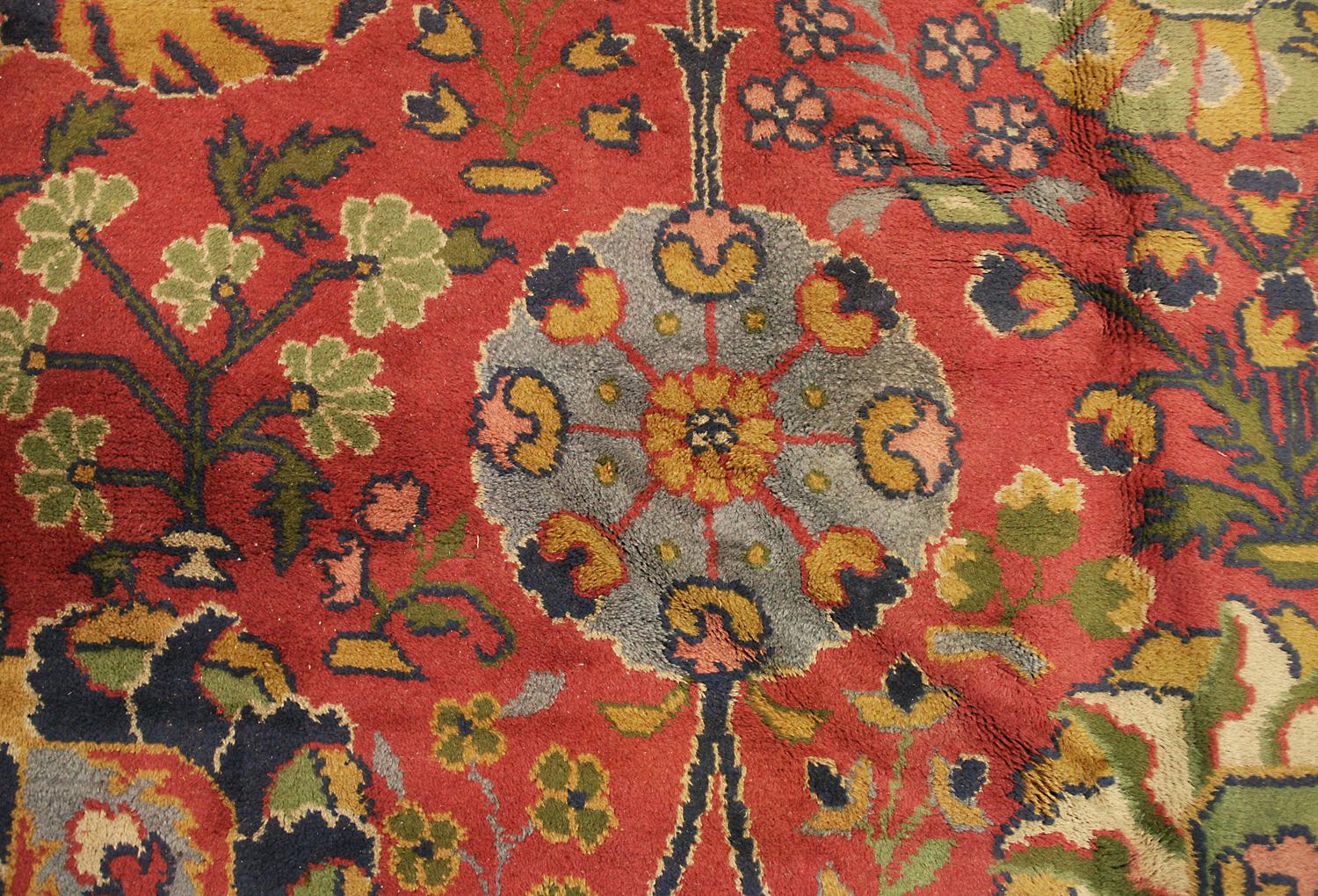 Circa 1920 Oversized Antique English Wool Donegal Carpet, Red Field For Sale 1