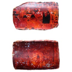 Antique Circa 1920 Pair of Egyptian Tourist Mummy or Coffin Caucus Panels Grand Tour