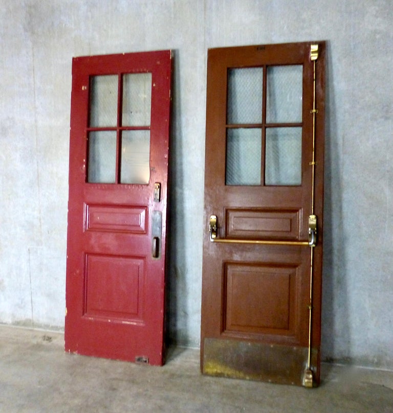 Pair of Solid Oak Exterior Doors, circa 1920 For Sale at
