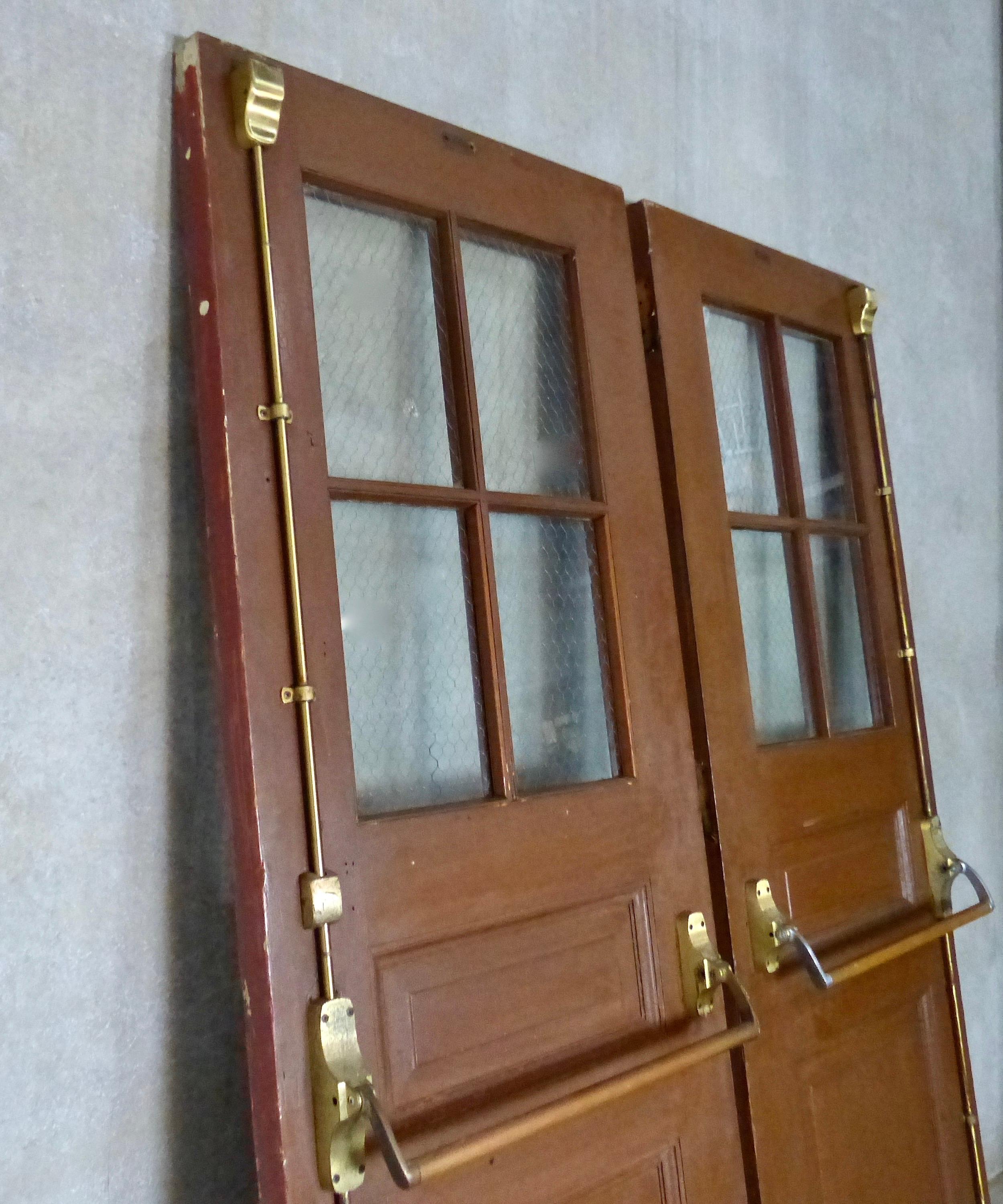 North American Pair of Solid Oak Exterior Doors, circa 1920