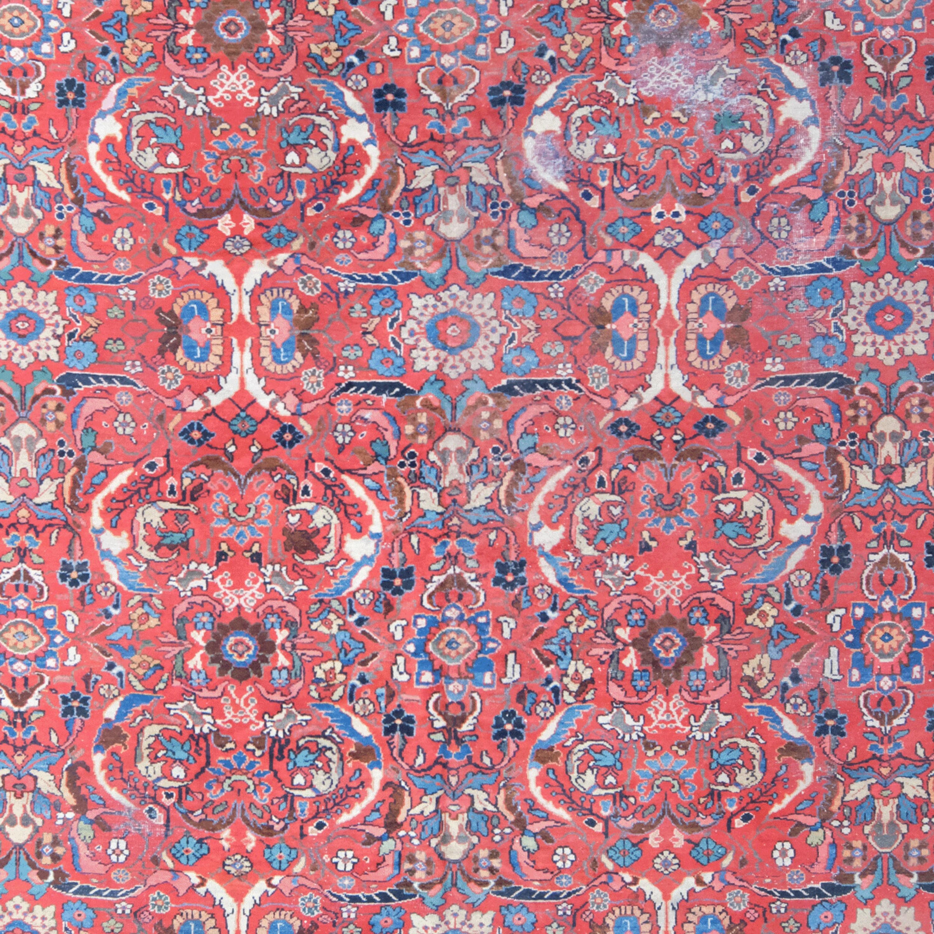 Persischer Mahal-Teppich aus Persischer Wolle, um 1920, Persischer Wollteppich, Vintage im Zustand „Gut“ im Angebot in Sultanahmet, 34