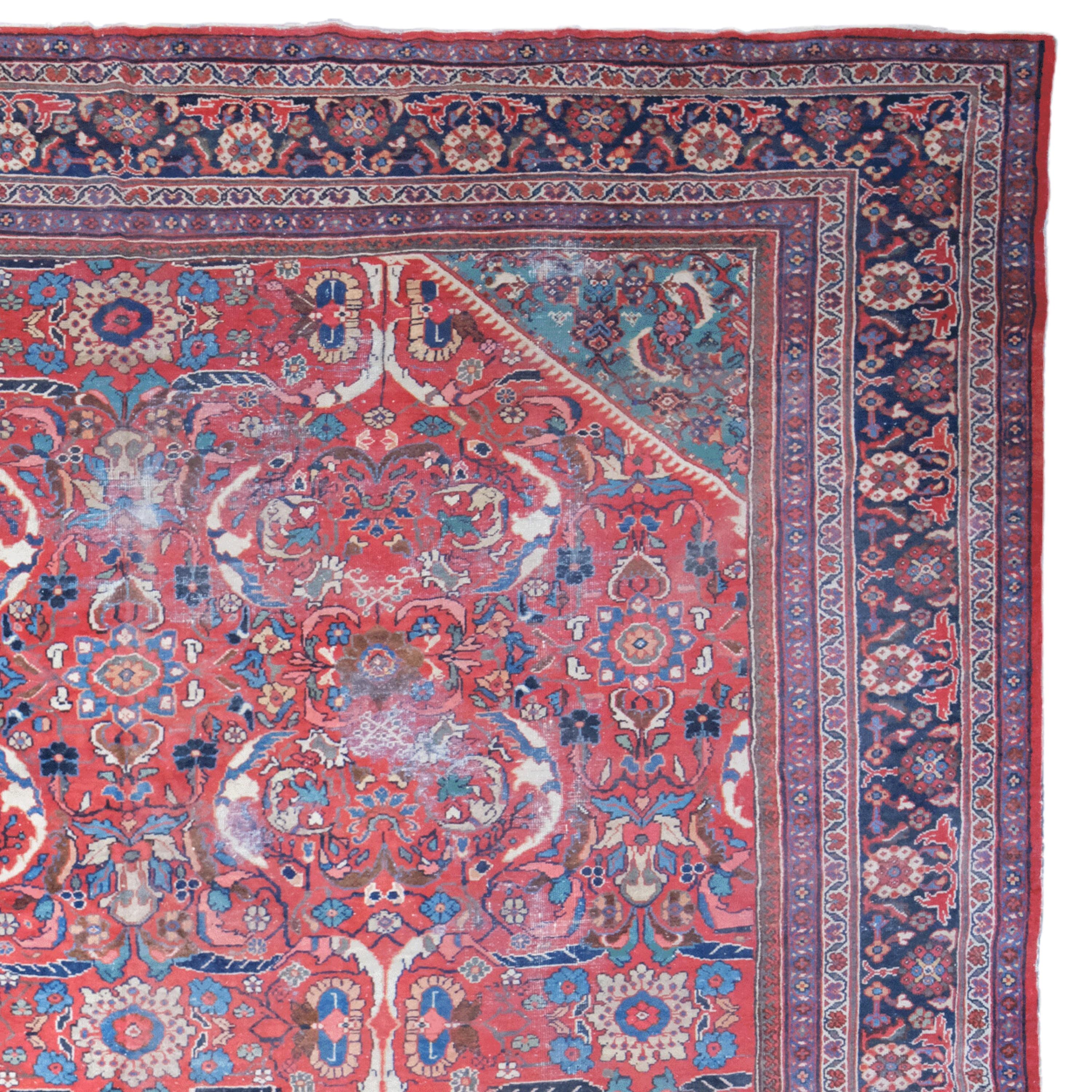 Persischer Mahal-Teppich aus Persischer Wolle, um 1920, Persischer Wollteppich, Vintage (20. Jahrhundert) im Angebot