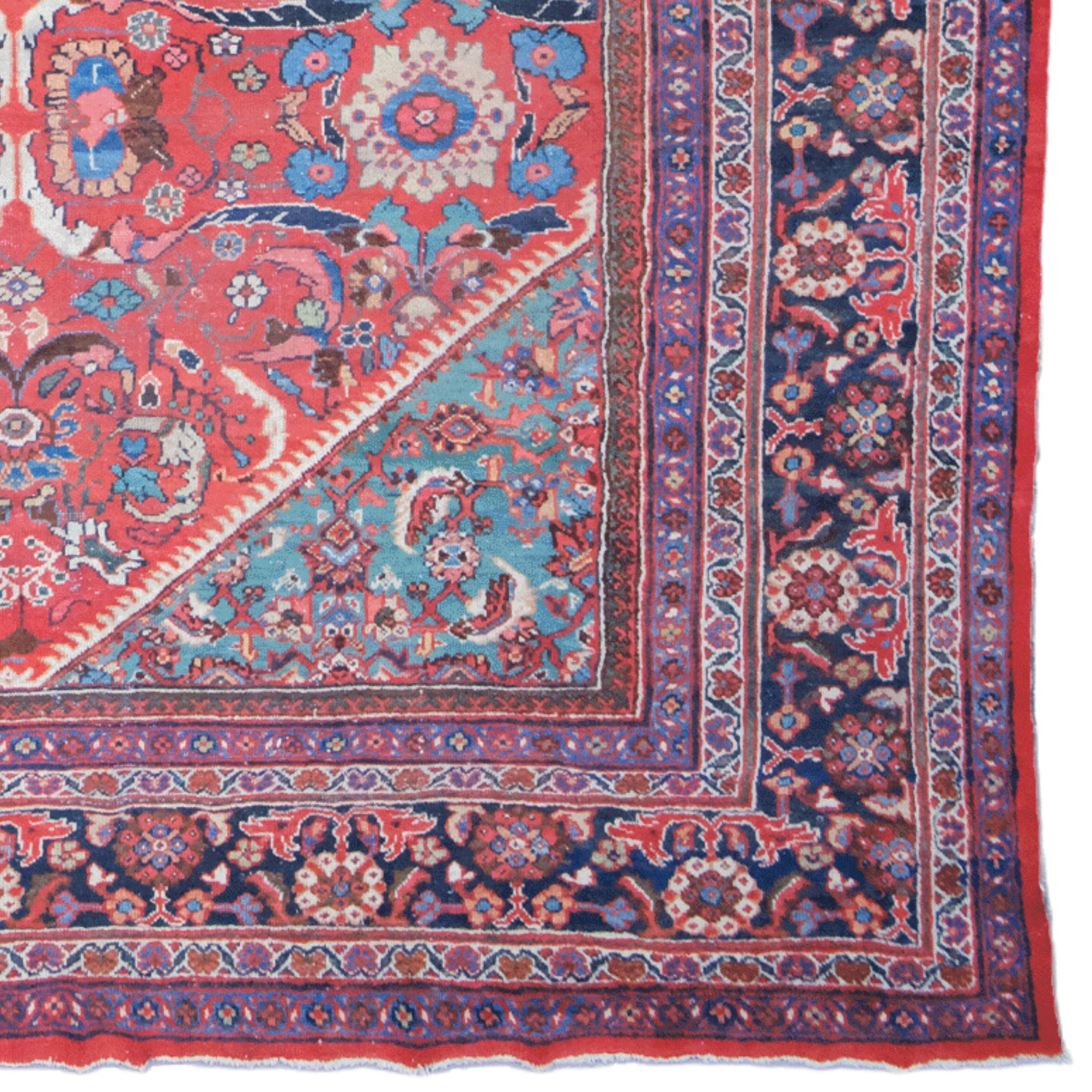 Persischer Mahal-Teppich aus Persischer Wolle, um 1920, Persischer Wollteppich, Vintage im Angebot 1