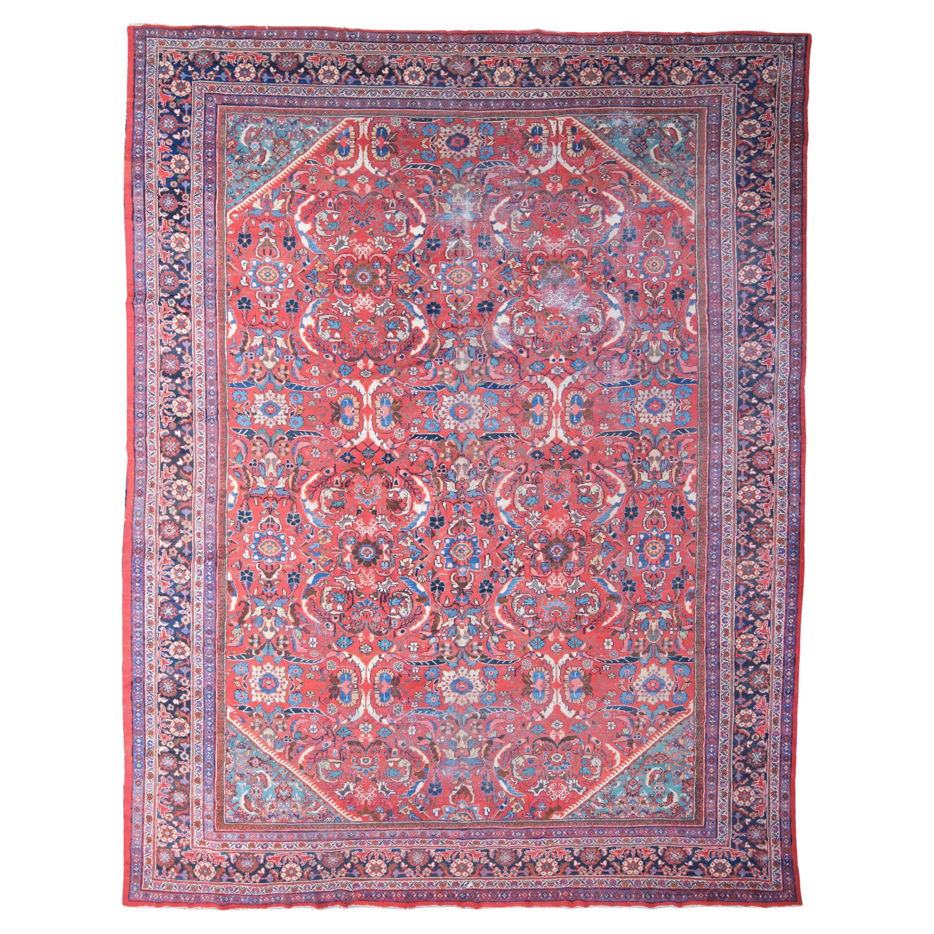 Persischer Mahal-Teppich aus Persischer Wolle, um 1920, Persischer Wollteppich, Vintage