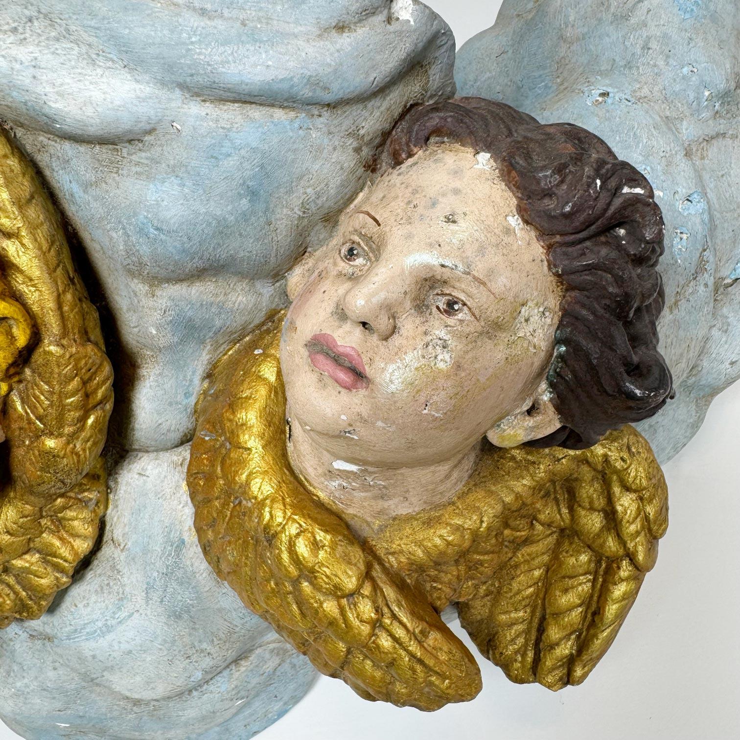 CIRCA 1920 Gips Putto / Putten und Wolken Wandregale im Angebot 4