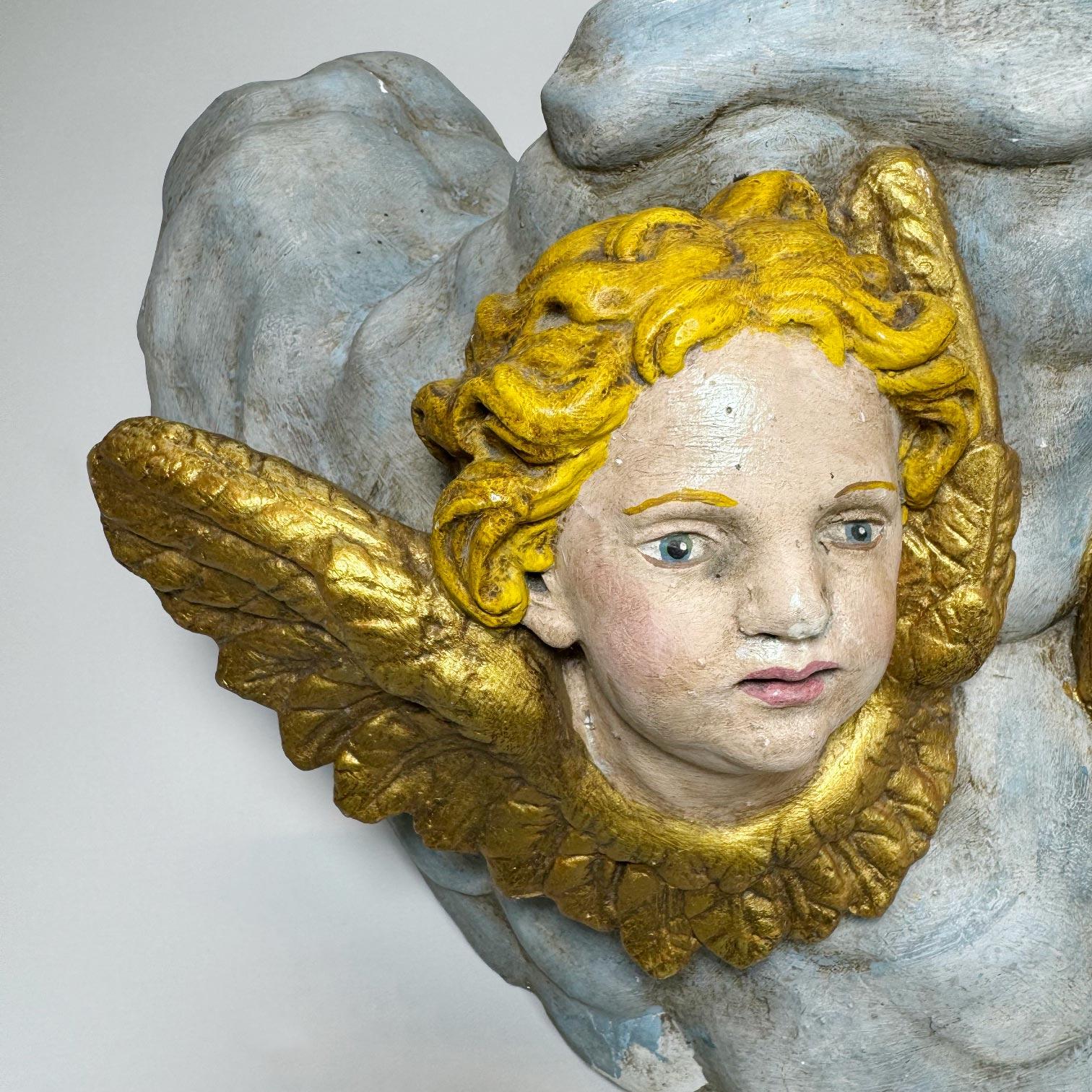 CIRCA 1920 Gips Putto / Putten und Wolken Wandregale im Angebot 6