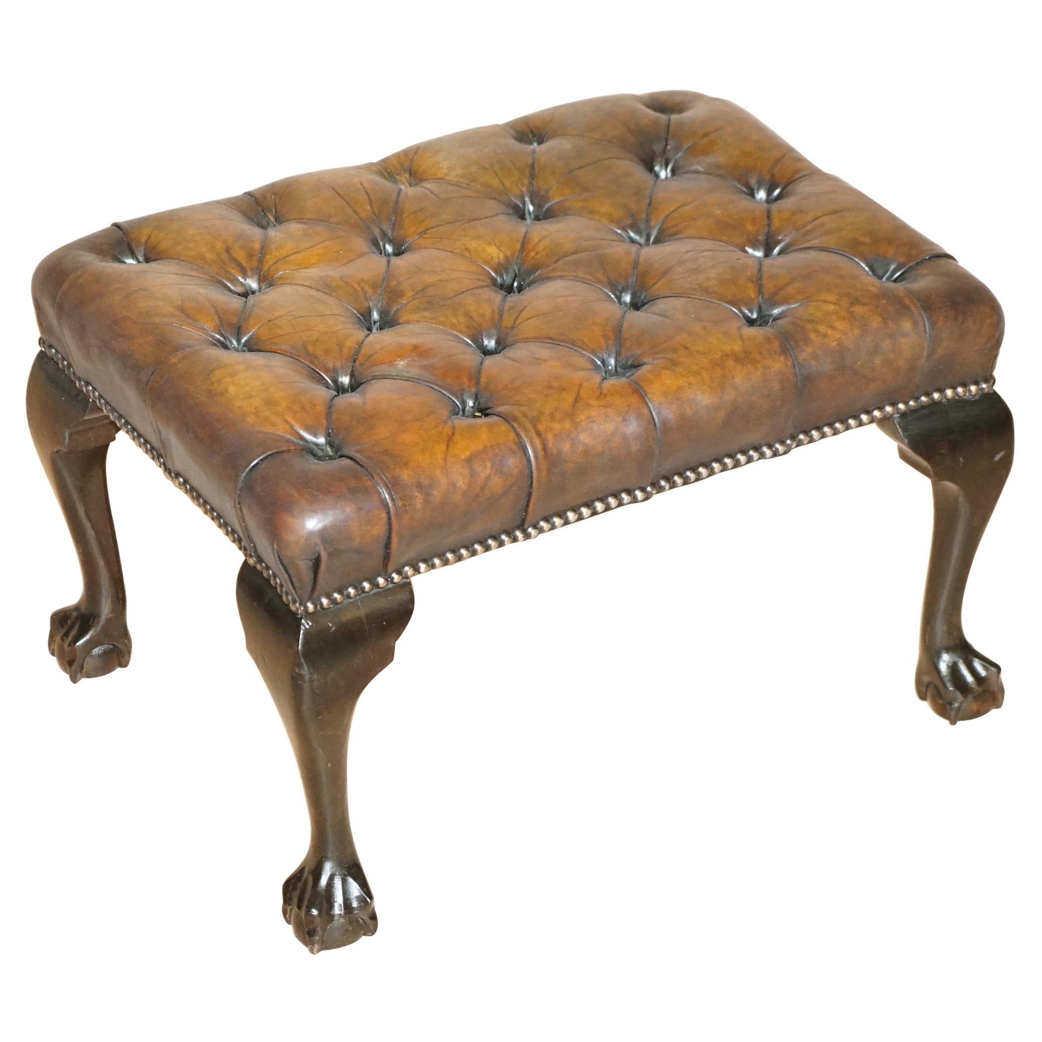 1920's Tufted Leather Footstool at 1stDibs