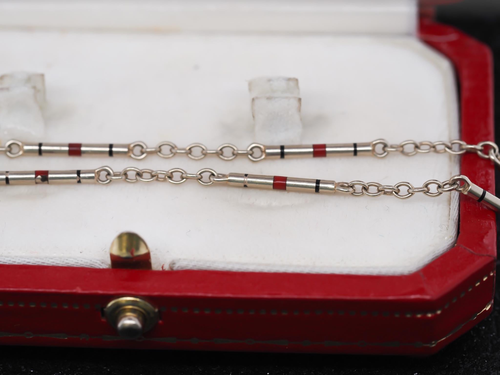 Catena antica in oro bianco 14 carati CIRCA 1920 in vendita 1