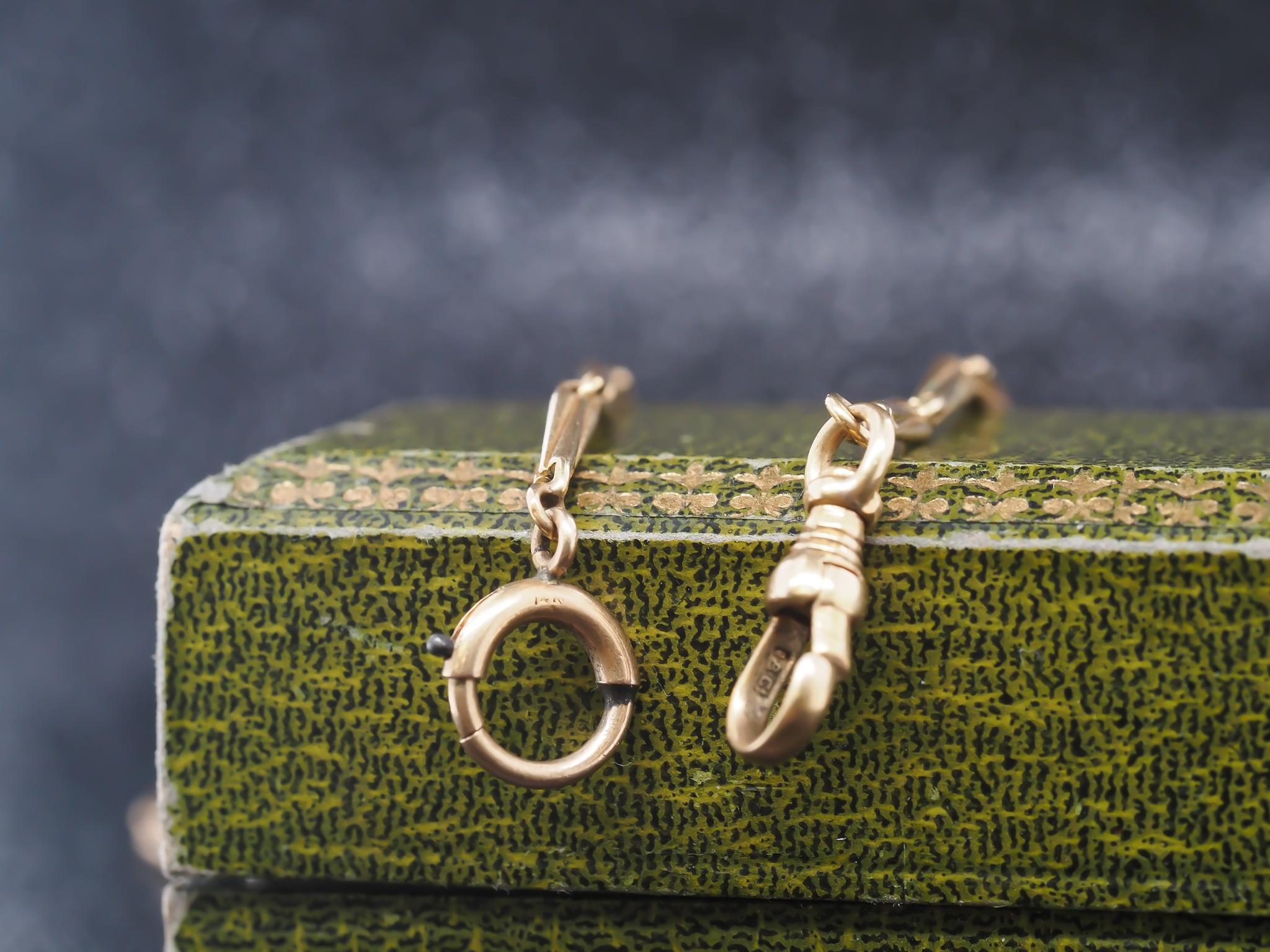 Donna Catena antica CIRCA 1920 in oro giallo 14K da 14,75 pollici in vendita
