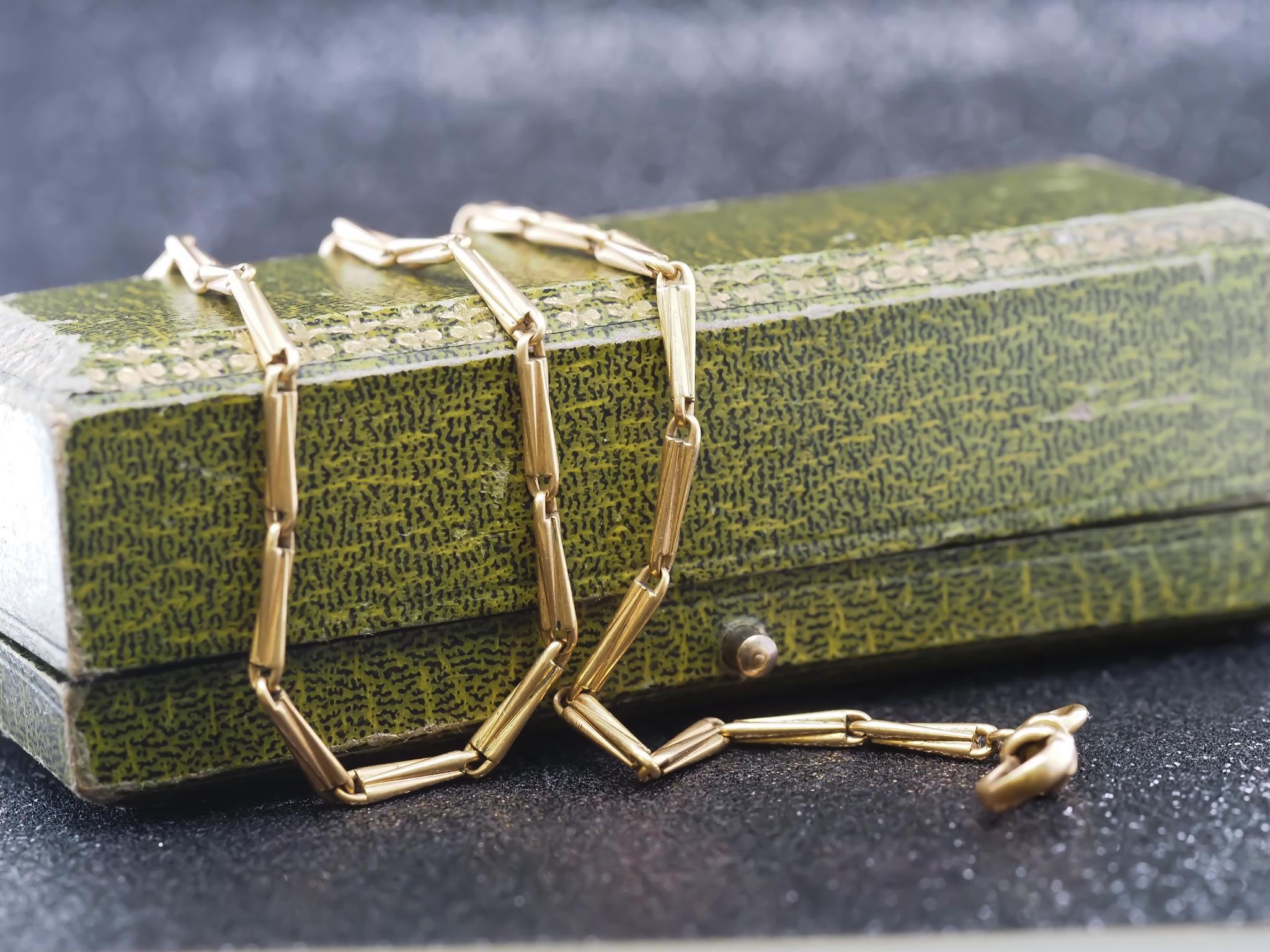Catena antica CIRCA 1920 in oro giallo 14K da 14,75 pollici in vendita 3