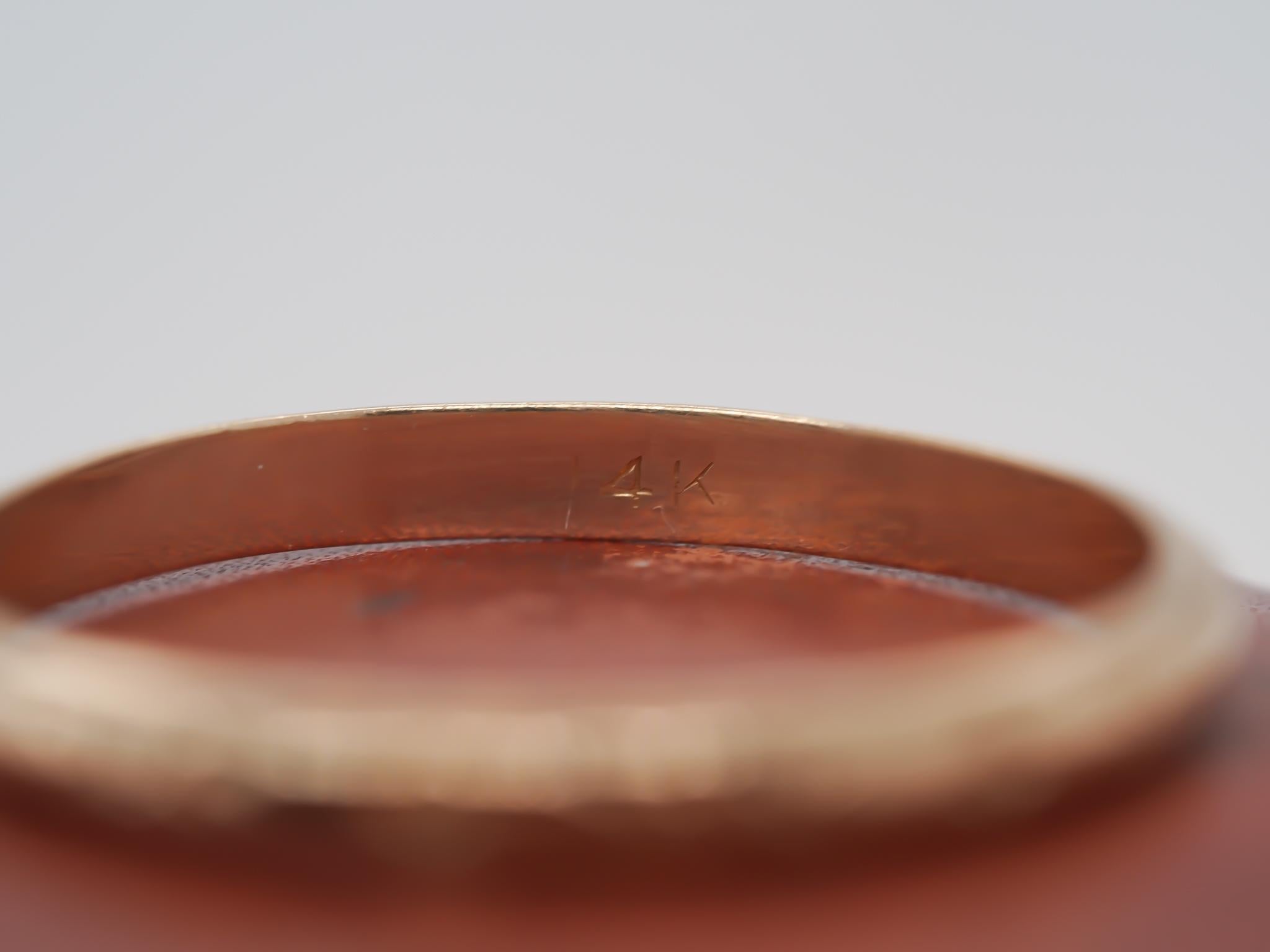 Circa 1920s 14K Yellow Gold Engraved Wedding Band Size 7.5 In Good Condition For Sale In Hicksville, NY
