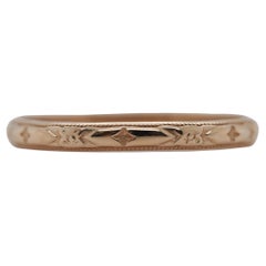 Circa 1920s 14K Yellow Gold Engraved Wedding Band Size 7.5