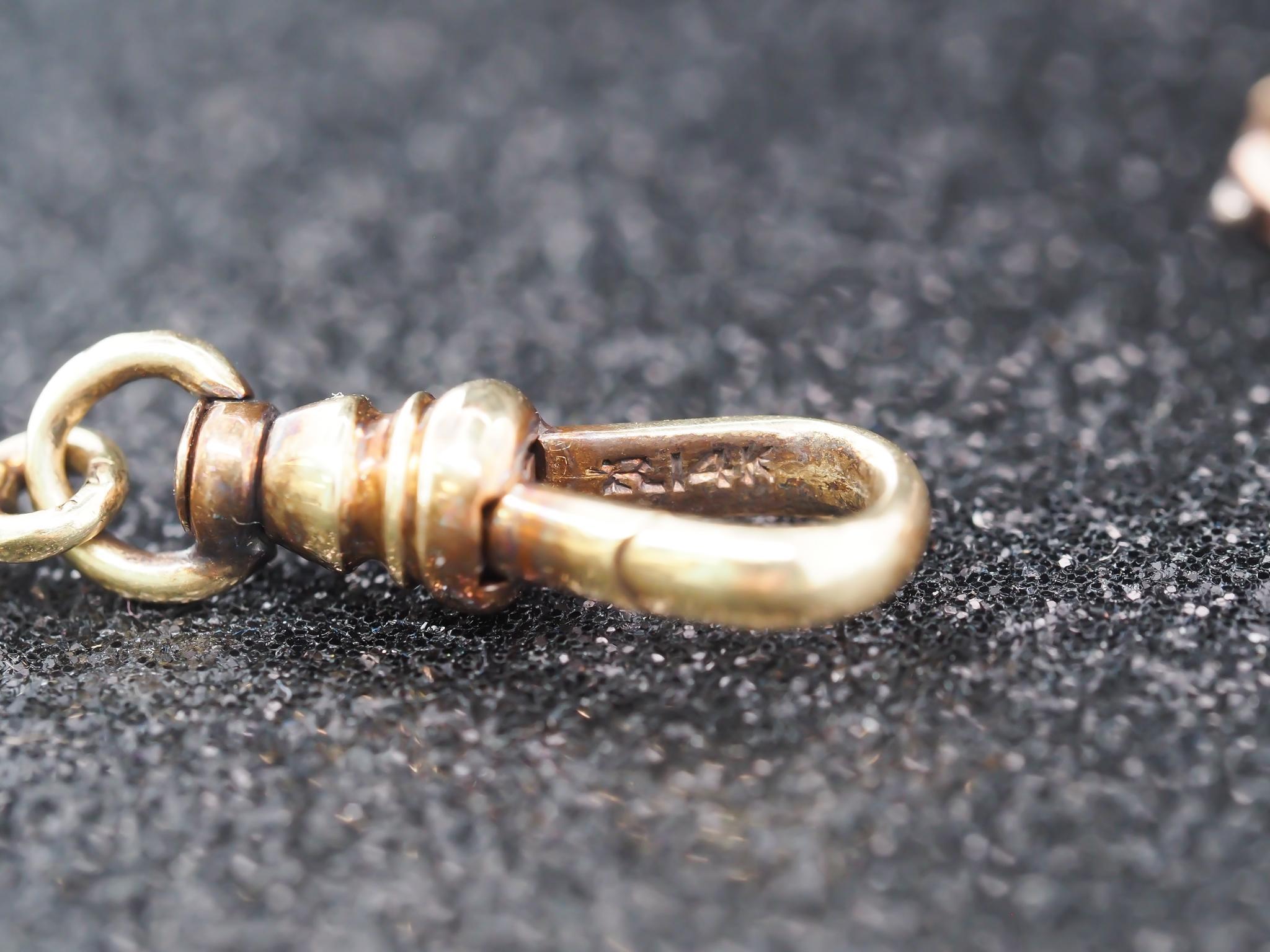 Circa 1920s 14K Oro Amarillo Estación Bar Collar Cadena en venta 3