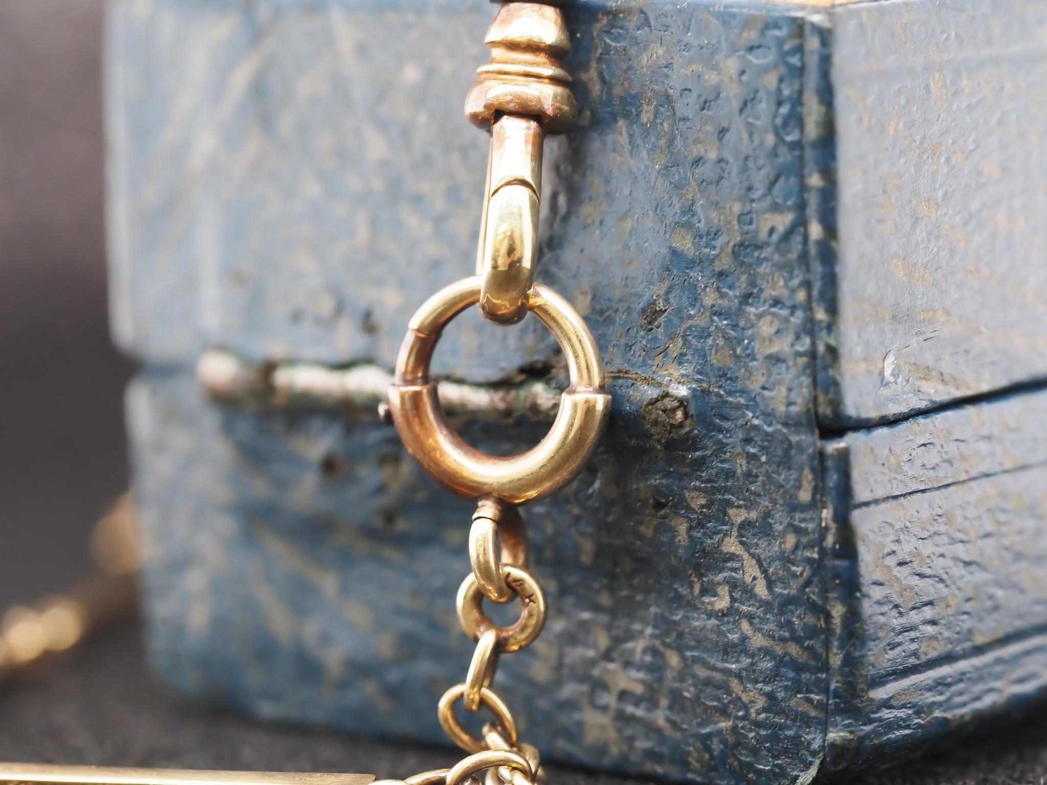 Circa 1920s 14K Oro Amarillo Estación Bar Collar Cadena en venta 4