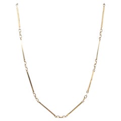 Circa 1920s 14K Yellow Gold Station Bar Necklace Chain
