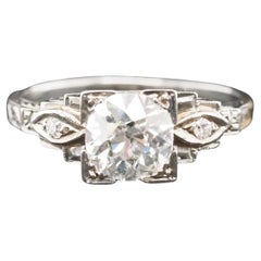 Verlobungsring, ca. 1920er Jahre, 18 Karat Weißgold 1,20 Karat alter europäischer Diamant