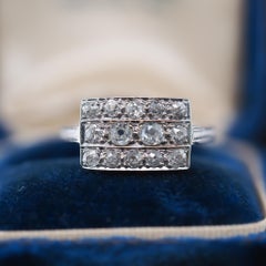 Circa 1920s 18K White Gold Old Mine Cluster Ring