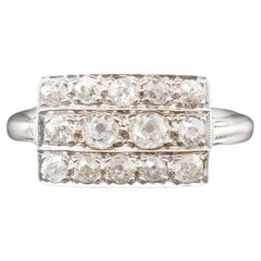 Circa 1920s 18K White Gold Old Mine Cluster Ring