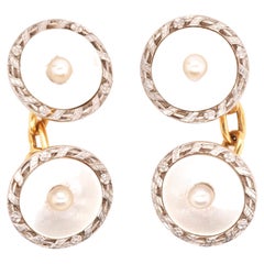 Circa 1920s 18K Yellow Gold Mother of Pearl Cufflinks