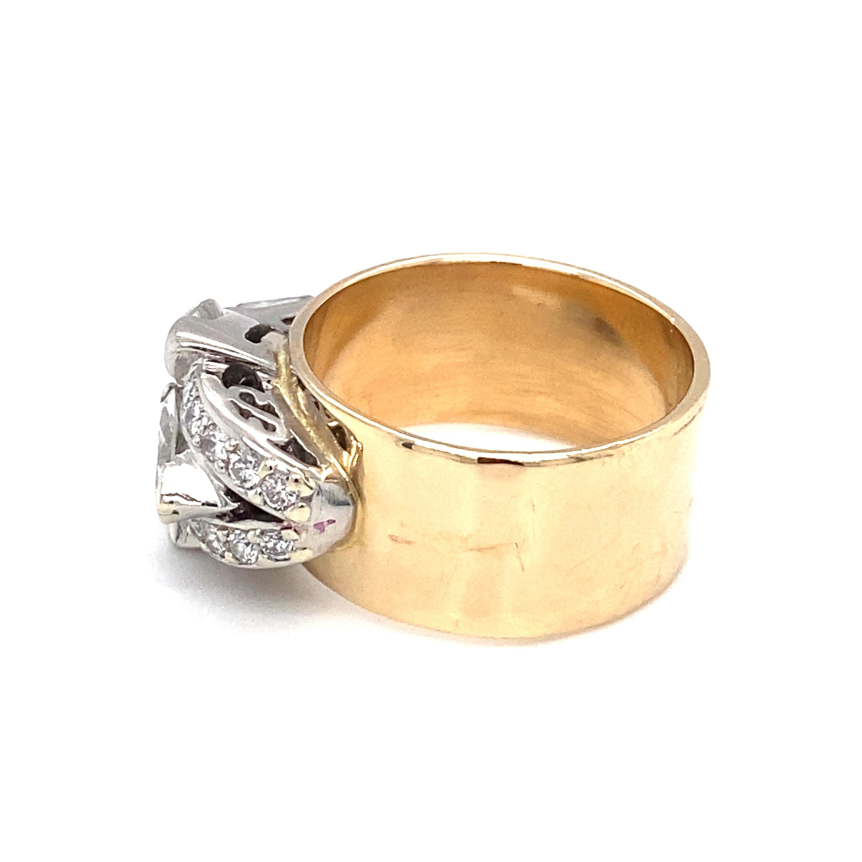 Women's or Men's Circa 1920s 2.32 Carat Diamond Ring in 14 Karat Two Tone Gold