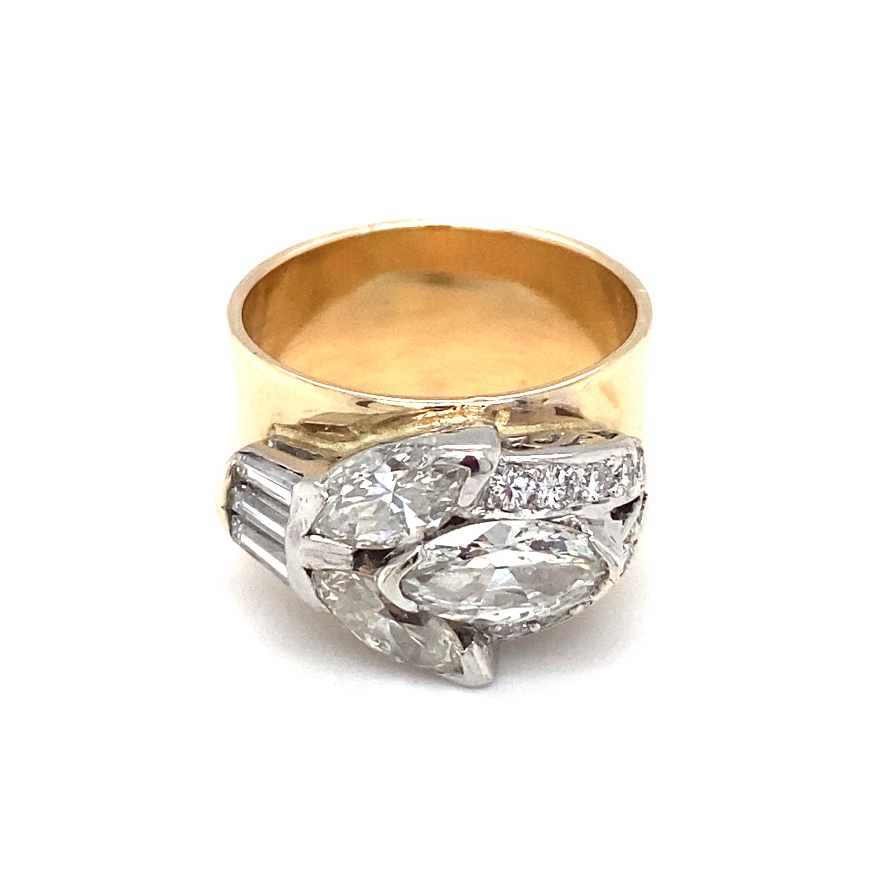 Ring aus 14 Karat zweifarbigem Gold mit 2,32 Karat Diamanten aus den 1920er Jahren 2