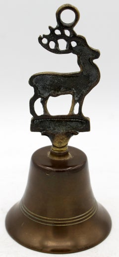 Circa 1920s-30s English Stag Motif Brass Table Bell