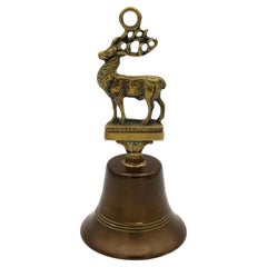 Antique Circa 1920s-30s English Stag Motif Brass Table Bell