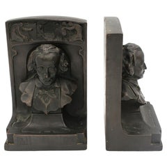 Paar Buchstützen aus Pompeji-Bronze von der Pompeian Bronze Company, ca. 1920er-30er Jahre