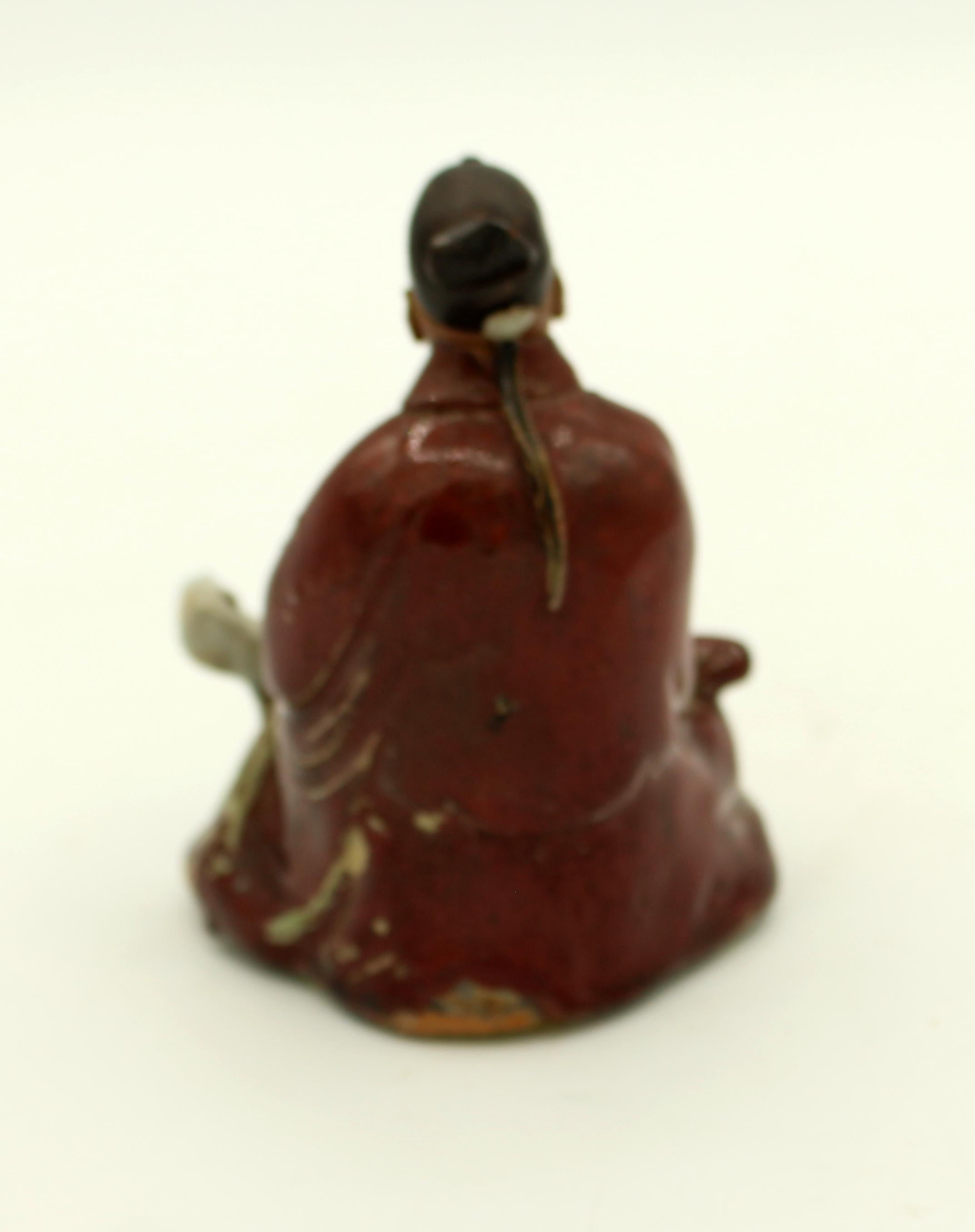 Chinese Export Circa 1920s-1930s Shiwan Pottery Seated Figure