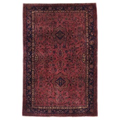 Circa 1920 Antique Room Size Purple Sarouk 13.7' x 9.4'
