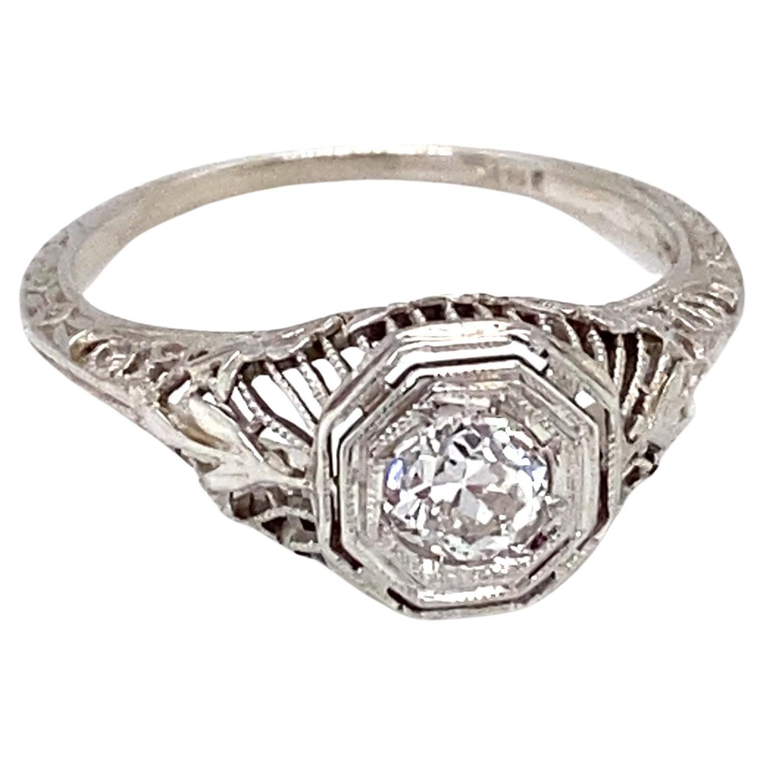 Circa 1920s Art Deco 0.35 Carat Diamond Ring in 18 Karat White Gold For  Sale at 1stDibs | art deco rings 1920, art deco classic ring, 1920s art  deco rings