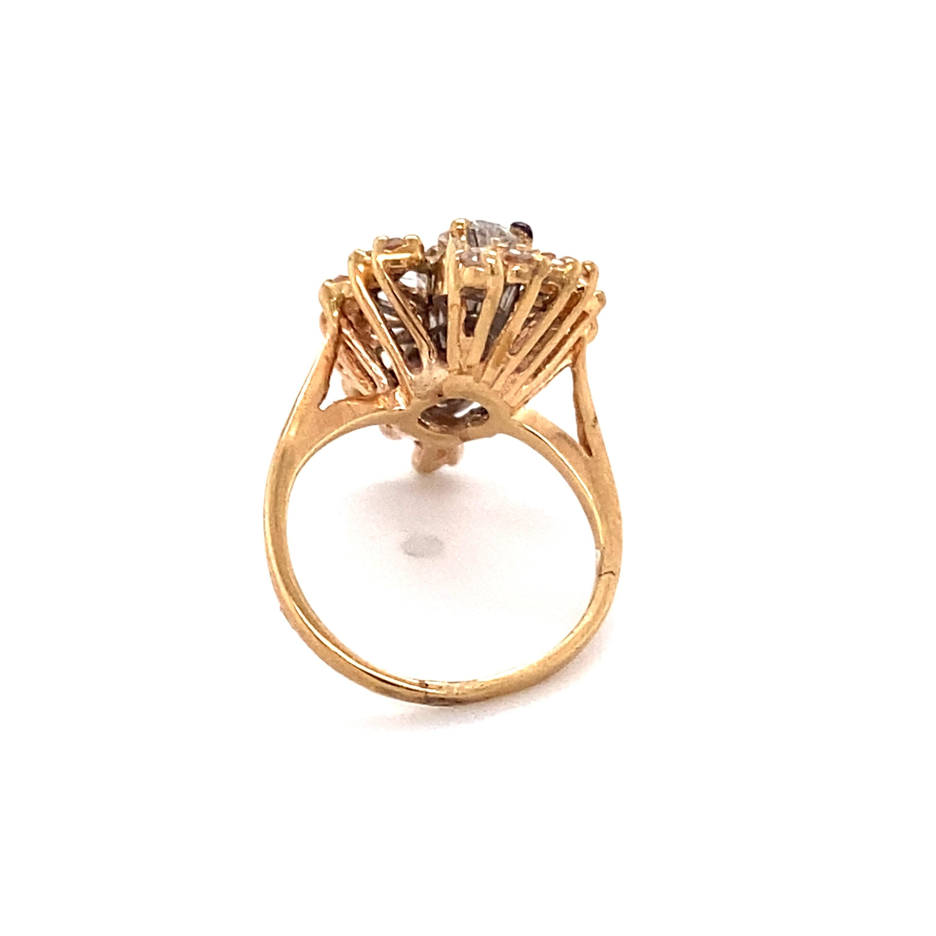 Circa 1920s Art Deco 0.76 Carat Total Diamond Ring in 14 Karat Yellow Gold 1