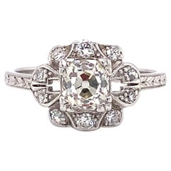 Antique Circa 1920s Art Deco 0.80 Carat Diamond Engagement Ring in Platinum