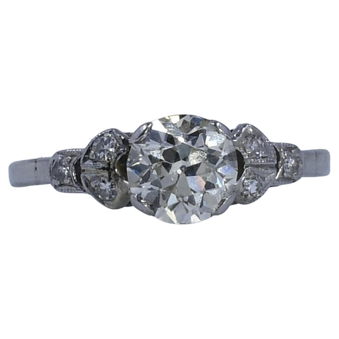 Circa 1920's Art Deco 1.15Ct Old European Cut GIA Certified Vintage Solitaire For Sale