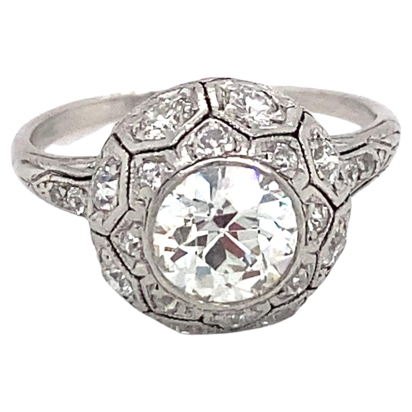 1920s Art Deco Asscher Cut Diamond Ring in Platinum at 1stDibs art