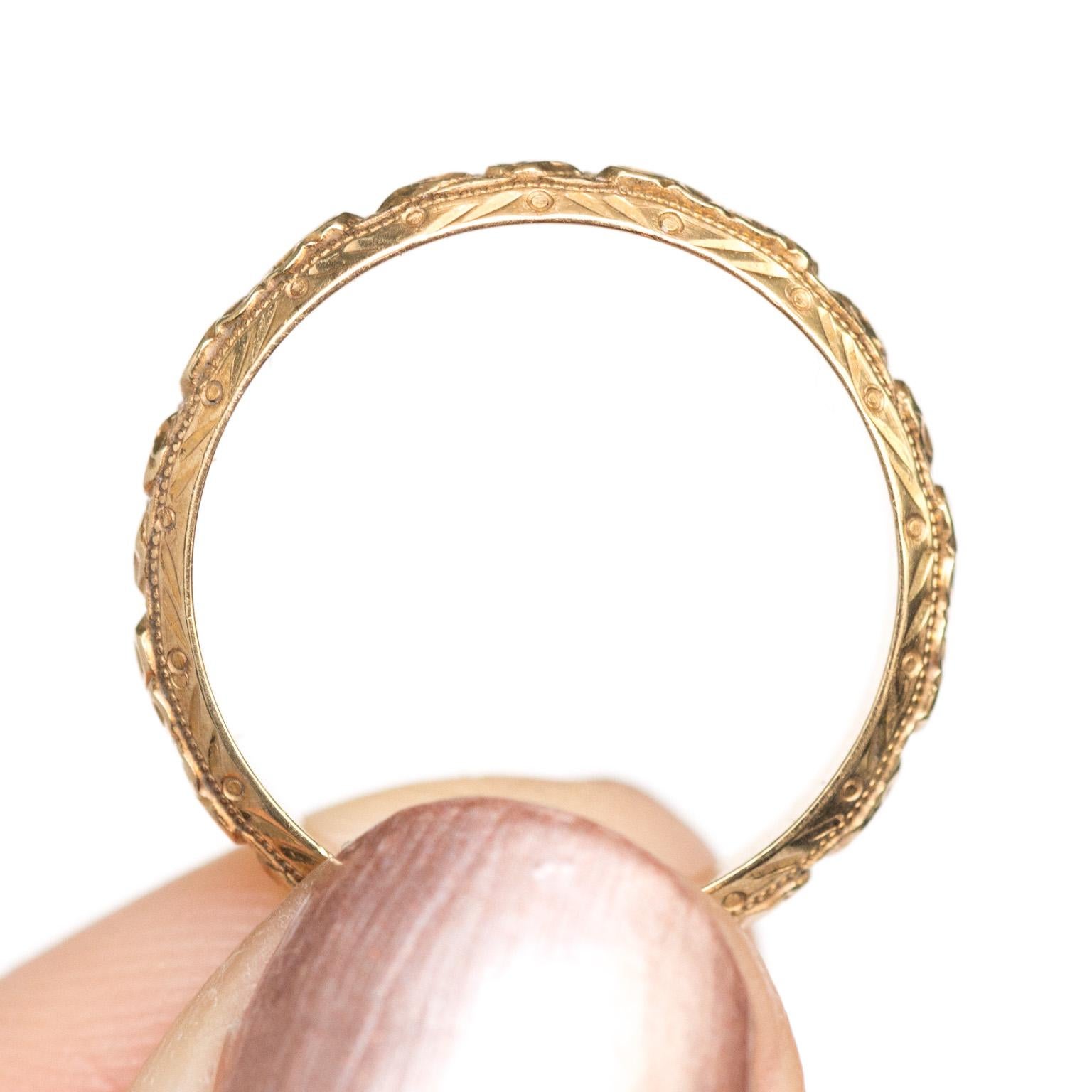 Femenino o masculino Alianza de boda Art Decó de oro amarillo de 14 quilates de los años 20 - VEG#1306 en venta