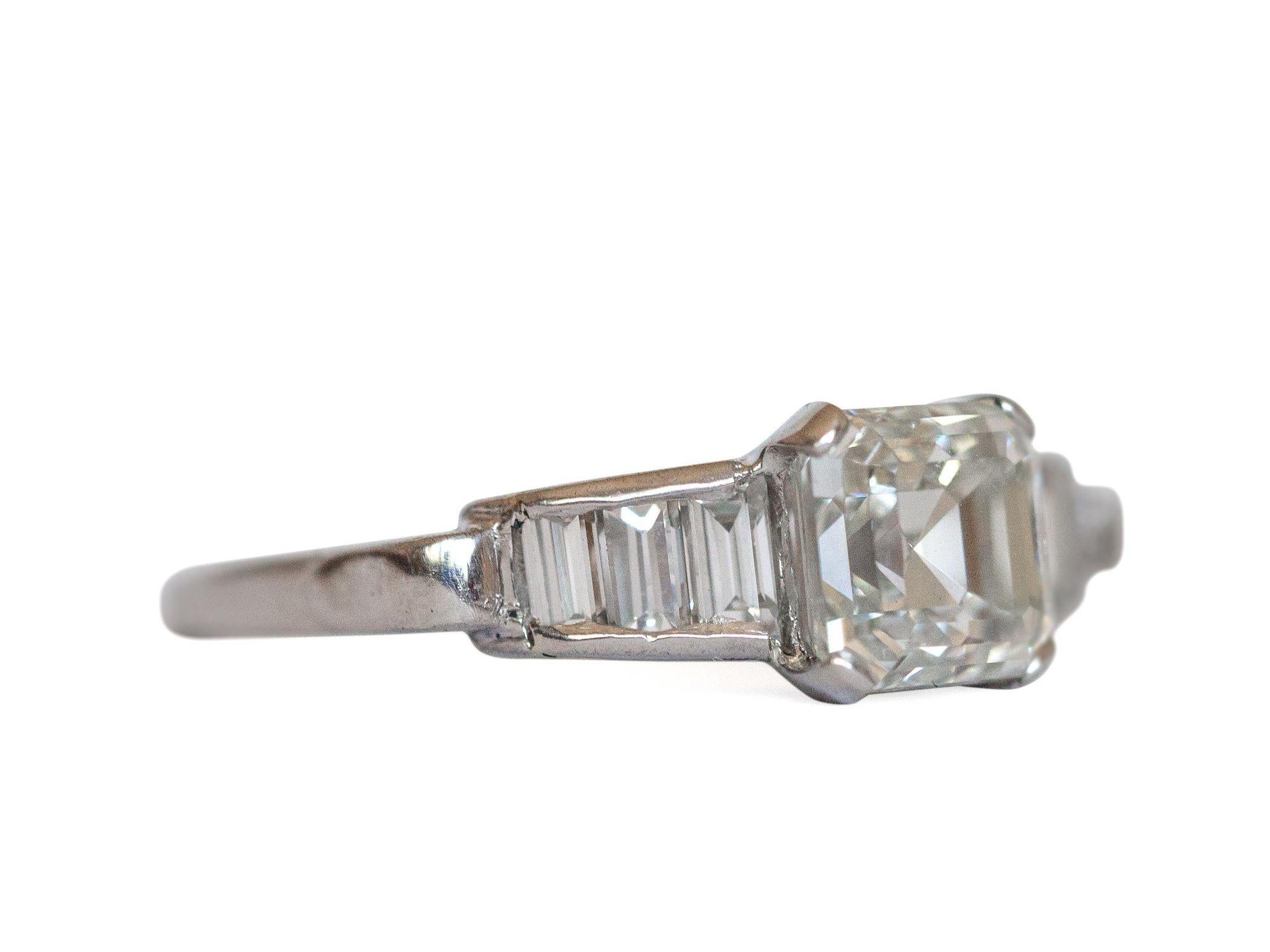 Women's or Men's Art Deco 1.51 Carat GIA Asscher Cut Diamond Platinum Engagement Ring circa 1920s